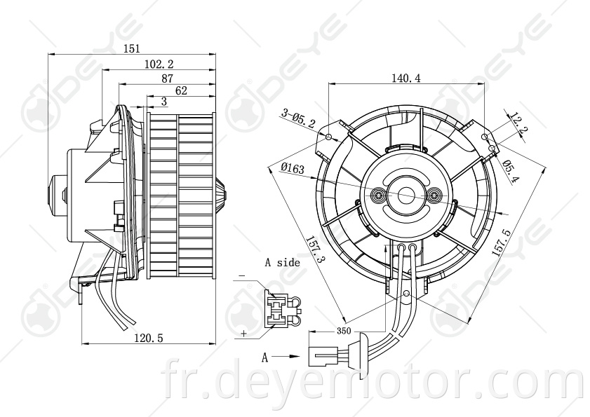 Moteur de ventilateur de climatiseur AY166100-0347 pour CHRYSLER PACIFICA TOWN COUNTRY DODGE CARAVAN